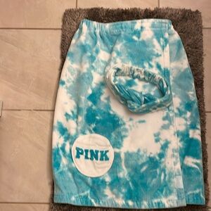 Pink bath wrap, and headband